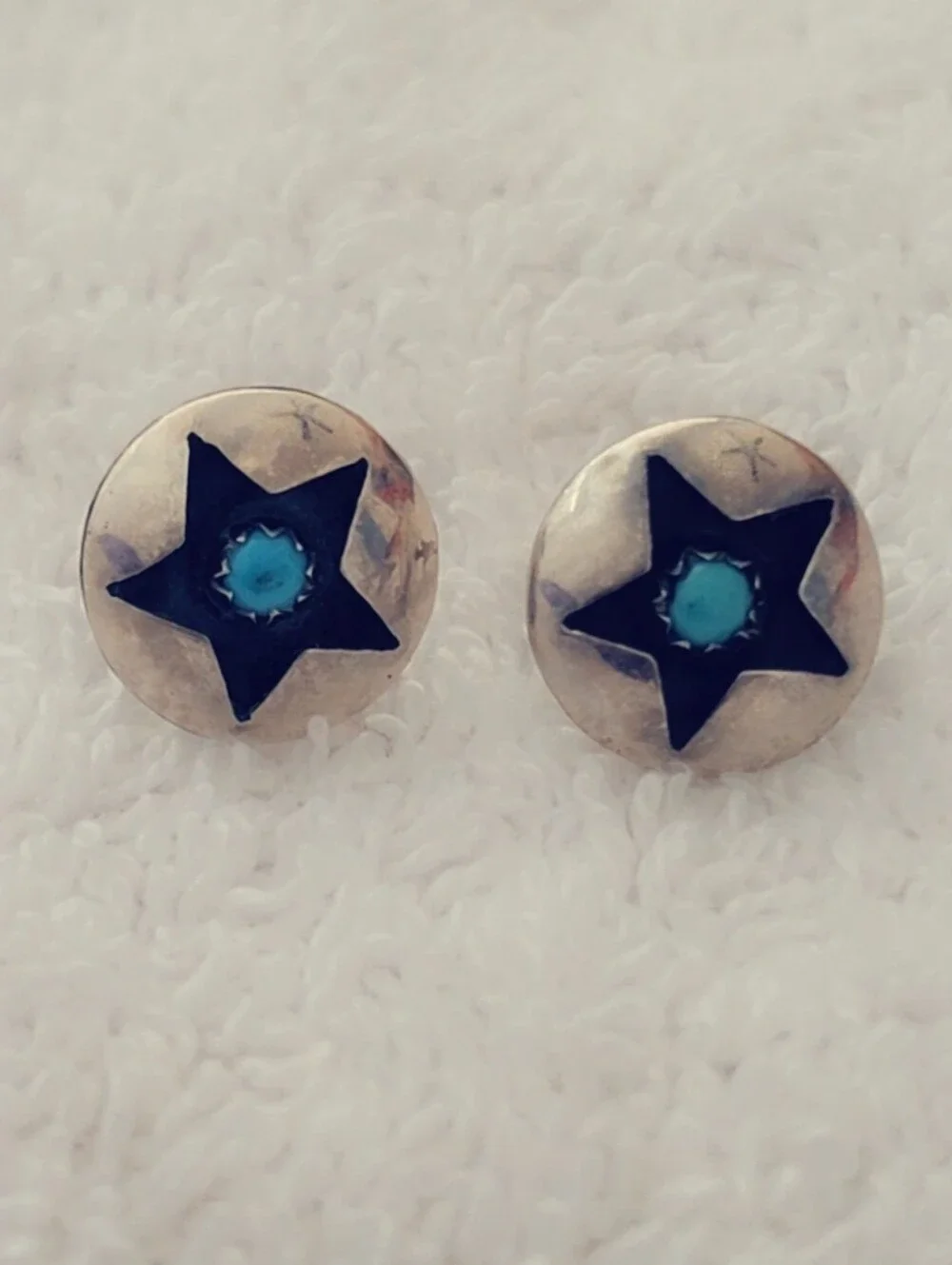 Estate Turquoise Gemstone Earrings Sterling Silver 925